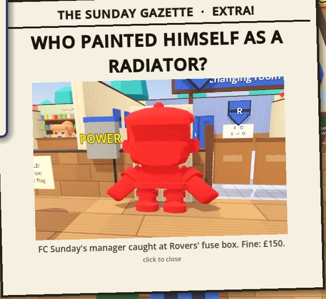 Screenshot: The Sunday Gazette front page asks who painted himself as a radiator, with a photo of the red-painted culprit